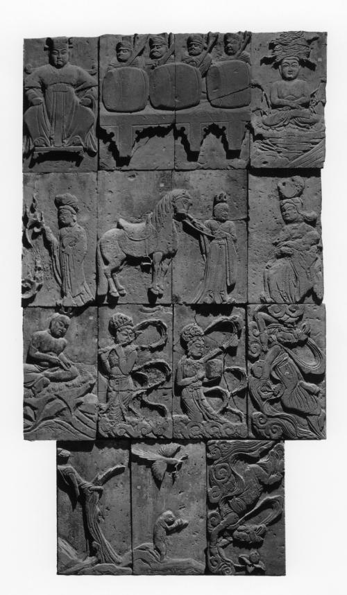 One of Fifteen Reliefs from a Buddhist Monument: Warriors and Drums