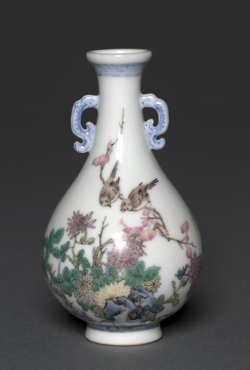 Miniature Vase with Birds and Chrysanthemums