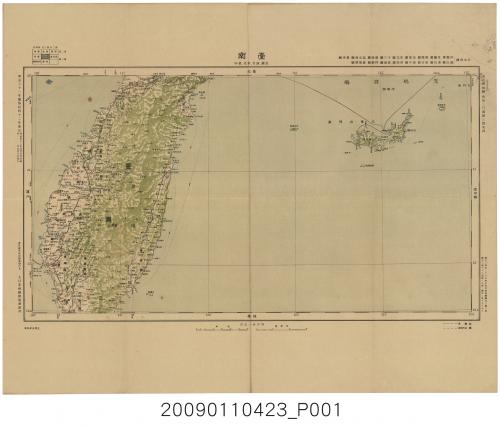 大日本帝國陸地測量部發行〈百萬分一東亞輿地圖－臺南〉