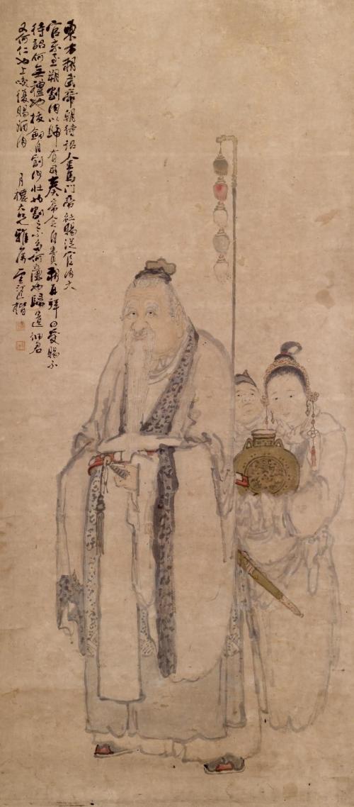 Portrait of Dong Fang Shuo with Two Attendants