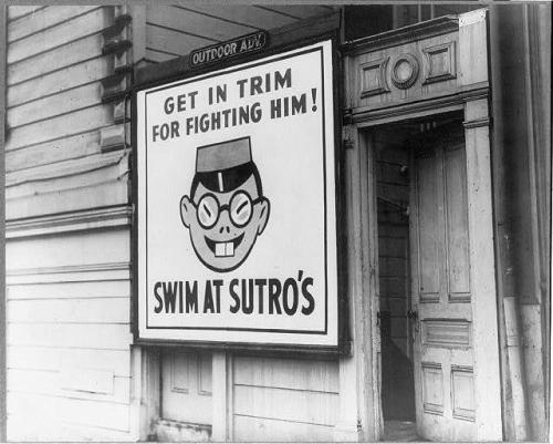 1942年二戰期間舊金山街頭張貼的反日標語