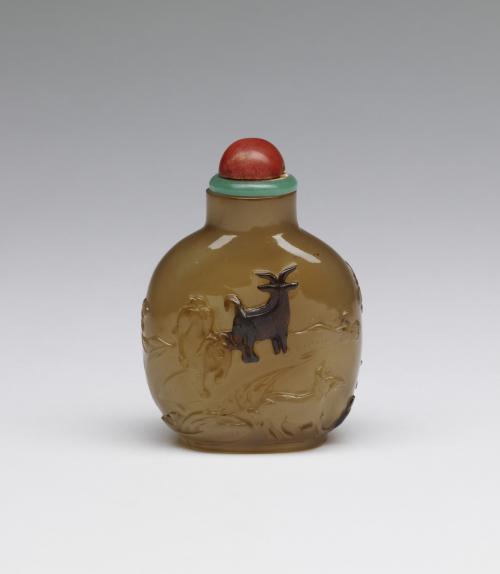 Snuff Bottle with Goats