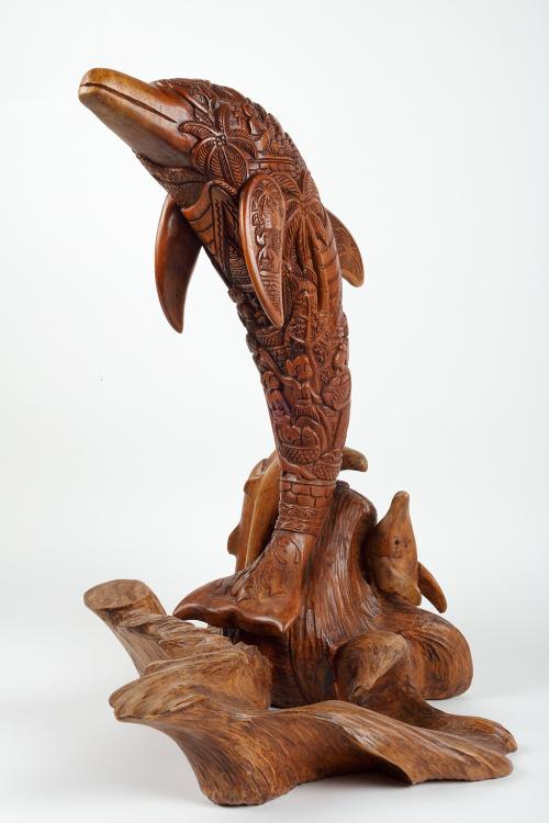 帛琉海豚木雕(Republic of Palau Dolphin Wooden Sculpture)