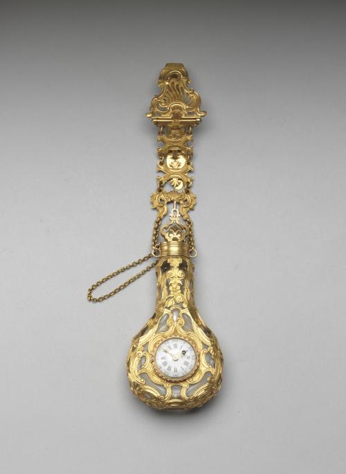 英國 約1765年 腰鍊式金鑲掛錶玻璃鼻煙壺