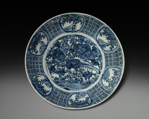 Plate with Phoenix and Peonies:  Swatow Ware