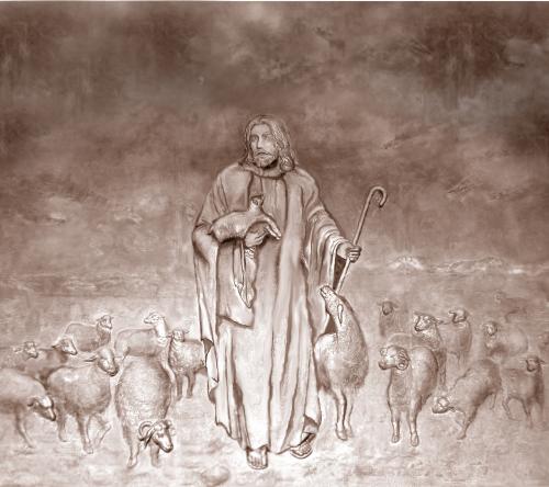 《耶穌牧羊圖》青銅浮雕