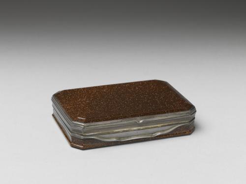 歐洲 十八世紀 銀嵌金星玻璃鼻煙盒