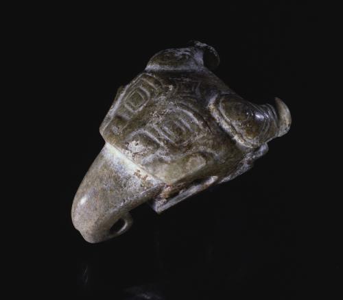 Feline Head with Bovine Horns and Elephant Trunk