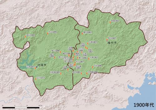 東江流域客家教會分布動態地圖 An animated map of Hakka chuches established in the Dongjiang River region
