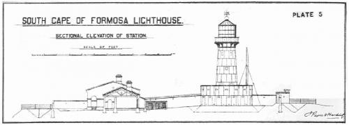 鵝鑾鼻燈塔1883年完成後的垂直立面圖