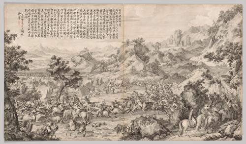 Attacking the Camp at Gatan Ola: from Battle Scenes of the Quelling of Rebellions in the Western Region, with Imperial Poems