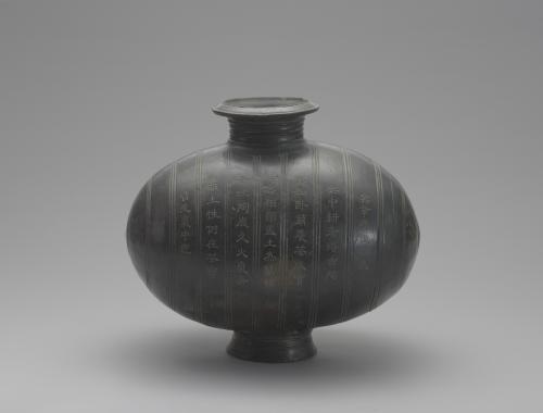 西漢 黑陶繭形壺