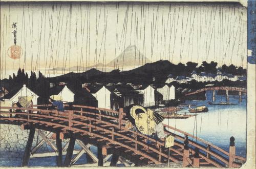 東都名所：日本橋之白雨