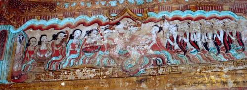 阿南達歐克佛寺 Ananda Oak kyaùng的壁畫（局部）：阿佞樂團娛樂王室成員的情景