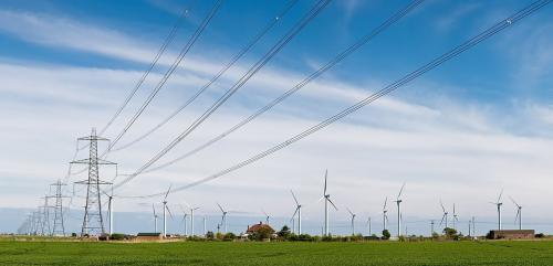 Wind Turbines and Power Lines, East Sussex, England - April 2009.jpg