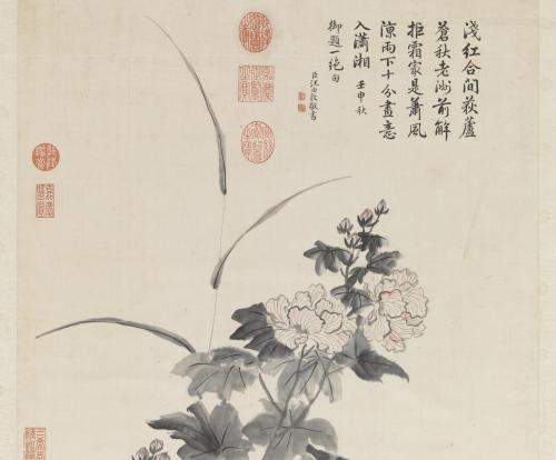 清鄒一桂畫芙蓉　軸_局部