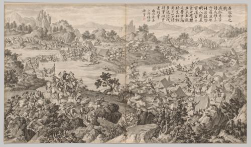 Battle of Kulongkui: from Battle Scenes of the Quelling of Rebellions in the Western Regions, with Imperial Poems