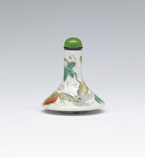 Snuff Bottle with Butterflies and Melon Vine