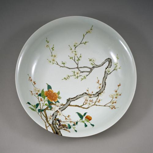 Dish with Flowering Prunus, Pomegranate, and Pear