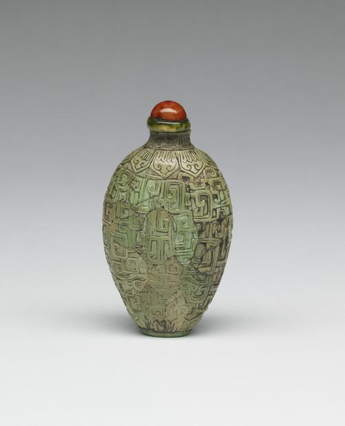 Fragments of a Vessel with Archaic Designs, Reconstituted as a Snuff Bottle