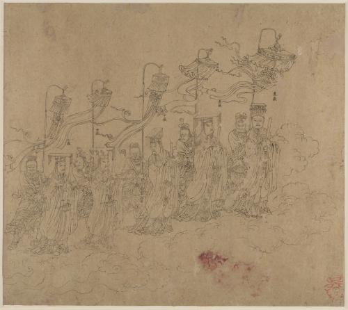 Album of Daoist and Buddhist Themes: Procession of Daoist Deities: Leaf 5