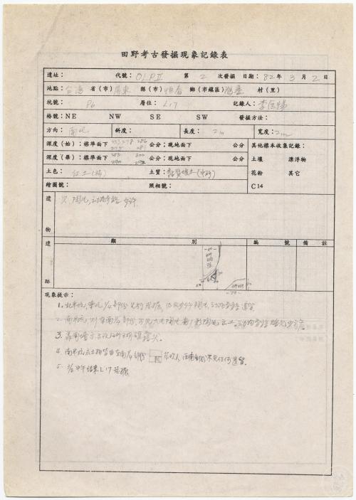 鵝鑾鼻第二遺址田野手稿