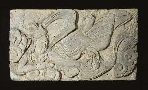 One of Fifteen Reliefs from a Buddhist Monument: Celestial Adorants