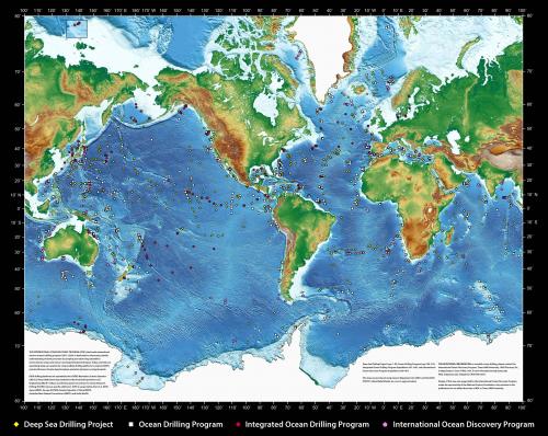 全球岩芯採集地點(包含IODP, ODP, DSDP採集地點)