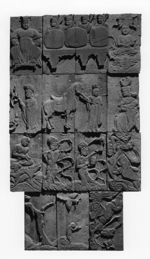 One of Fifteen Reliefs from a Buddhist Monument: Warriors and Drums