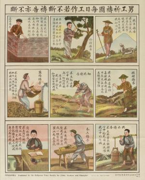 宣教海報「男工祈禱圖」 Missionary poster: "Prayer Guide for Men"