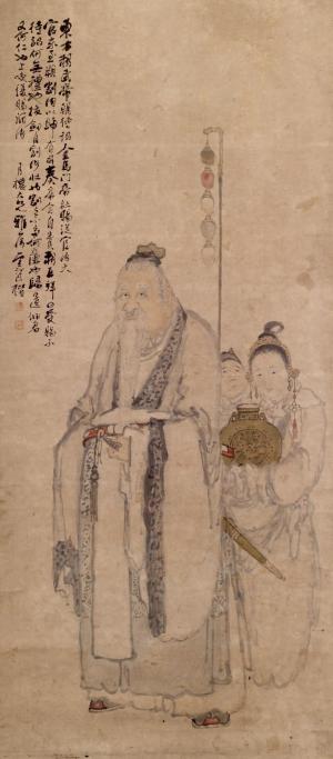 Portrait of Dong Fang Shuo with Two Attendants