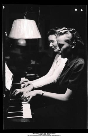 Piano duet, Rella Warner and Isabel