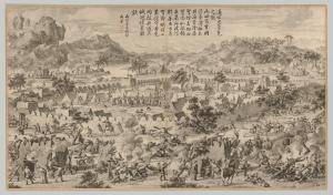 Battle at Tunggushi Luke: from Battle Scenes of the Quelling of the Rebellions in the Western Regions, with Imperial Poems