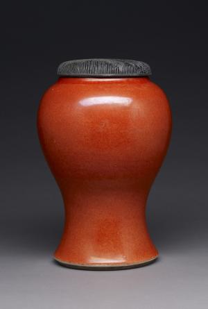 Red Baluster-Shaped Vase