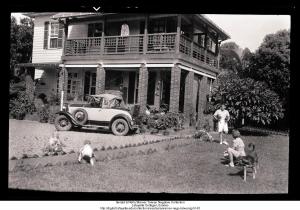 Rella, Elizabeth and Rella Warner on lawn