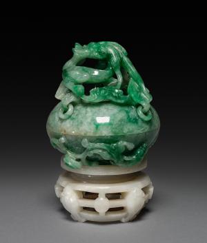 Three-Sectional Altar Group: Small Bowl with Carved Dragon with Lid and Base