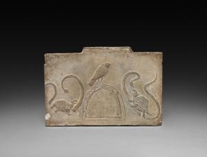 Panel from Model Cooking Stove:  Raven Flanked by Snake-Entwined Tortoises