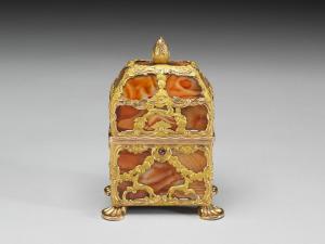 歐洲 十八世紀 銅鍍金嵌瑪瑙修妝匣