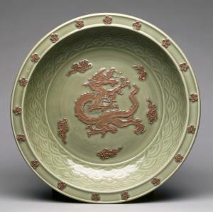 Plate with Relief Dragon among Clouds