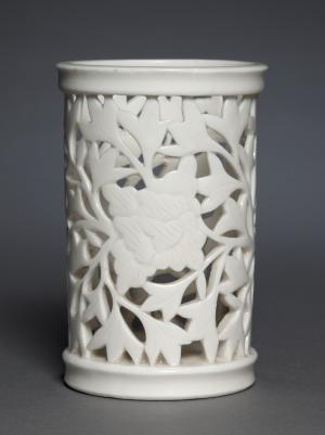 Brush Pot with Peonies:  Dehua Ware