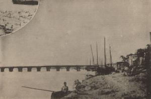大稻埕的舊鐵道橋（明治三十二年流失前）