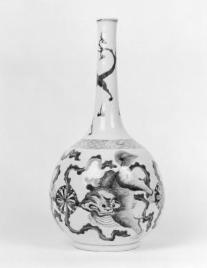 Bottle Vase with Lions, Balls, and Tassels