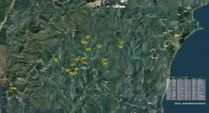 南澳泰雅族Klesan群新(白字)舊(黃字)部落分佈地圖
