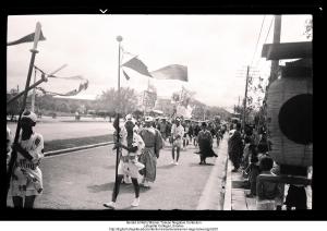 Japanese procession with banners