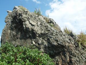 半平山稜線上可見多個角礫岩筒
