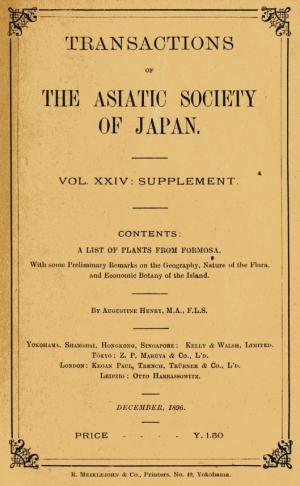 Henry, A. 1896. A List of Plants from Formosa. Transactions of the Asiatic Society of Japan, 24: supplement. 1-118. 