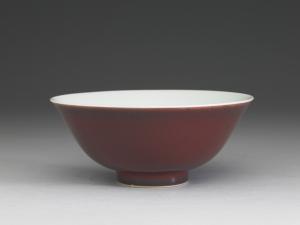 清 雍正 紅釉碗