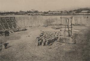 台北水道沈澱池及瀘過池工事（其二）沈澱池施工中的景象