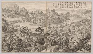 Battle of Kulongkui: from Battle Scenes of the Quelling of Rebellions in the Western Regions, with Imperial Poems