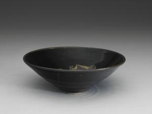 南宋 吉州窯 黑釉木葉紋茶盞